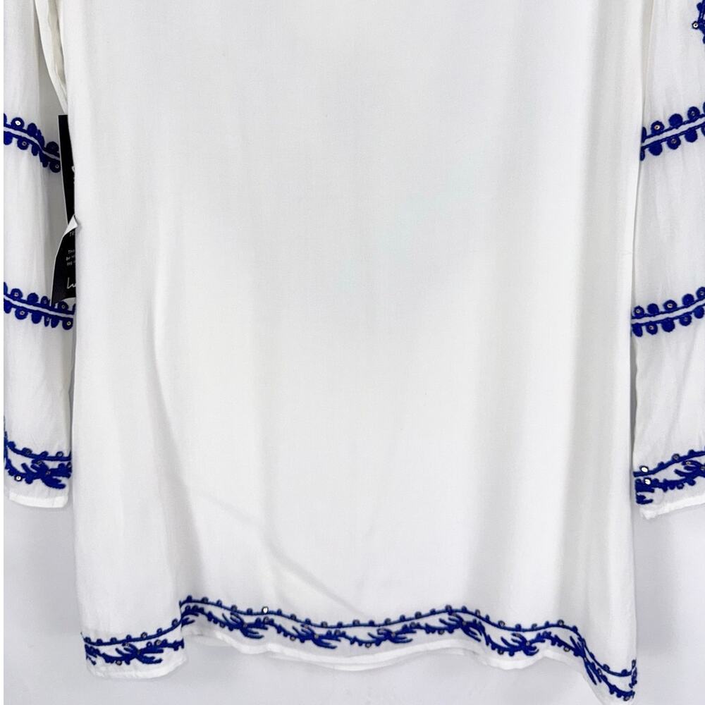 Lulus A Day In The Life Embroidered Long Sleeve Mini Dress Women's Small White - Picture 13 of 16
